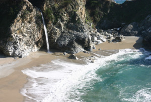 Waterfall at Pfeiffer Beach in Big Sur